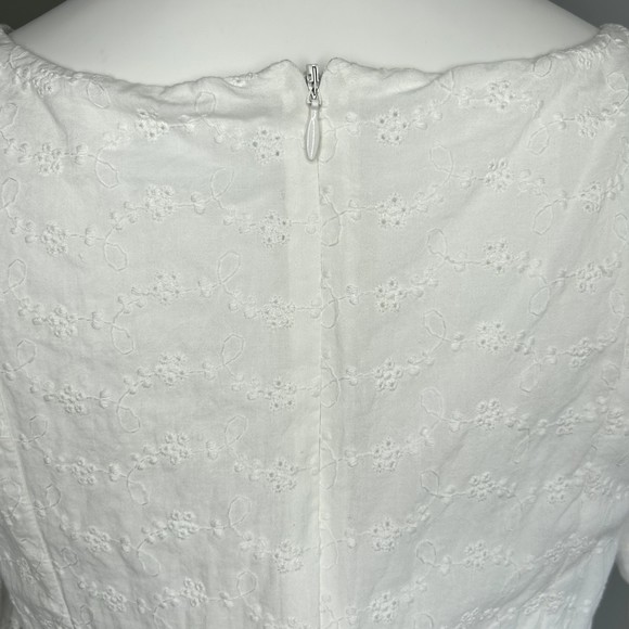 *SOLD* LPA REVOLVE White Eyelet Frill Sleeve Cottagecore Simona Mini Dress M - Picture 11 of 12